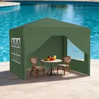 YARDIN Tente pop-up 2,5 x 2,5 m, montage rapide à un bouton, imperméable et protection UV, avec 4 panneaux latéraux, sac de rangement inclus – Vert