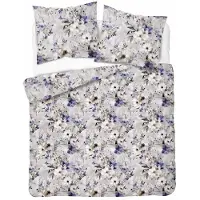 Detexpol Linge de lit, parure de lit en satin, 100 % coton, haute qualité, 200 x 220 cm, 5775b, gris, motifs floraux
