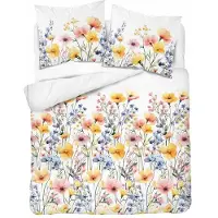 Detexpol Linge de lit, parure de lit en satin, 100 % coton, haute qualité, 200 x 220, 5778a, fleurs multicolores