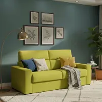 Dmora Marcon - Canapé-lit 3 places, 220x95 cm vert, déhoussable Fabriqué en Italie