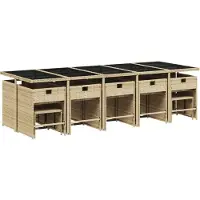 vidaXL Ensemble de jardin 15 pièces avec coussins Mélange beige Poly rotin