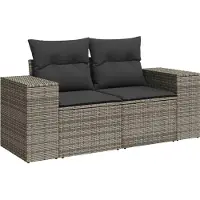 vidaXL Ensemble de salon de jardin 3 pièces avec coussins Gris Poly rotin