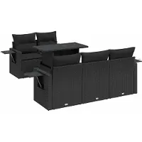 vidaXL Ensemble de salon de jardin 6 pièces avec coussins noir poly rotin
