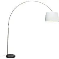 QAZQA Lampe à arc en acier avec abat-jour en tissu blanc 45 cm - XXL