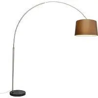 QAZQA Lampe en arc en acier avec abat-jour en tissu marron 45 cm - XXL