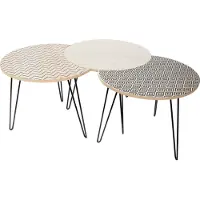 Home Deco Factory Trio De Tables Gigognes - Beige Et Noire - H. 36cm