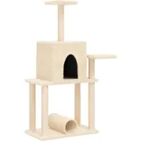 Syfax Arbre à chat avec griffoirs en sisal crème 122 cm