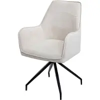Mendler Chaise de salle à manger HWC-K15, chaise de cuisine rembourrée chaise avec accoudoirs, tissu/textile métal crème-beige