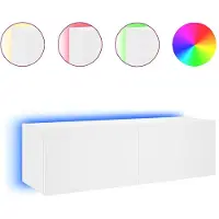 vidaXL Armoire TV murale avec lampes LED blanc 100x35x31 cm
