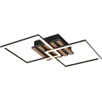 TRIO Reality Leuchten : Plafonnier LED ZARO, dimensions 59,50 x 8 x 35,50 cm, couleur noire