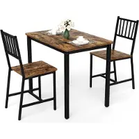 Great han Ensemble de table à manger style rustique marron/noir 90 x 60 x 75,5 cm avec 2 chaises 39 x 36 x 85,5 cm, design industriel, peu encombrant et robuste