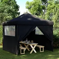 Prolenta Maison Exclusive - Tente de réception pliable Pop-Up avec 4 panneaux latéraux, noire