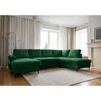 Miuform Lofty Lilly - Canapé d'angle avec fonction lit et coffre de lit U-FORM DROITE - 303 x 197 cm - vert émeraude - Canapé-lit Canapé