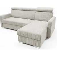 LIKMA Canapé d’angle Mako 213x165 cm Beige Convertible Couchage 190x125 cm Coffre de Rangement Appuie-tête Réglables Canapé 3 Places