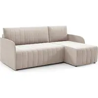 LIKMA Canapé d’angle Otto SLIM 208x145 cm Crème Convertible Couchage 200x140 cm Coffre de Rangement Canapé 3 Places Compact