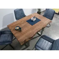MASSIVMOEBEL24.DE MASSIVMOEBEL24 | Table à manger 160x90 en bois de Sheesham teinté brun mat pieds en U gris FREEFORM 5
