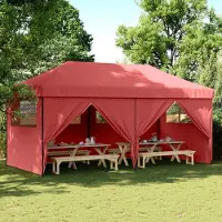 Prolenta Maison Exclusive - Tente de réception pliable Pop-Up avec 4 panneaux latéraux, rouge bordeaux
