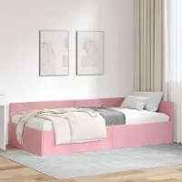 Prolenta Maison Exclusive - Cadre de lit d'angle Rosa 90 x 190 cm velours