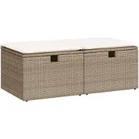 vidaXL Ensemble de salon de jardin 2 pièces avec coussins Beige Poly rotin Acacia