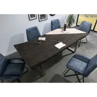 MASSIVMOEBEL24.DE MASSIVMOEBEL24 | Table à manger 200x100 en bois de manguier laqué gris taupe pieds en U gris FREEFORM 5