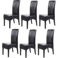 Mendler Lot de 6 chaises Latina, salle à manger, cuir reconstitué noir, pieds foncés