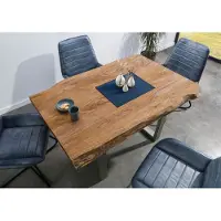 MASSIVMOEBEL24.DE MASSIVMOEBEL24 | Table à manger 160x90 en bois de Sheesham bois naturel pieds en U gris FREEFORM 5