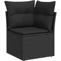 vidaXL Ensemble de salon de jardin 7 pièces avec coussins noir poly rotin