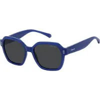 Polaroid Lunettes de soleil bleu électrique style carré – Protection UV – Design moderne unisexe