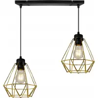 Light11 HOME Light-Home Corral Lampe à suspendre - Plafonnier industriel - Suspension en métal - 2-flamme, noir et or