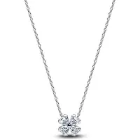 Pandora Collier pendentif trèfle porte-bonheur scintillant, (Argent 925, Argent925, 45 cm)