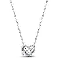 Pandora Entwined Heart & Butterfly Pendant Necklace, (Argent 925, Argent massif 925, Argent925)