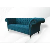 AEA Designer Couch Sitz Polster 3 Sitzer Blau Stoff Garniture Sofa Möbel Turkis Nouveau