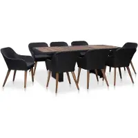 Syfax Ensemble à manger d'extérieur 9pcs coussins résine tressée noir