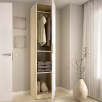 Dmora Calvert - Armoire 1 Porte, Blanc, Porte-manteaux