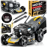 Humberg Tondeuse à essence autotractée, largeur de coupe de 46 cm, fonction de mulching, réservoir de 70 l, cylindrée de 140 cm³ + huile HM-604