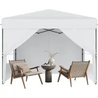 YRHome Pavillon de jardin pop-up 3 x 3 m, montage rapide à un bouton, imperméable et protection UV, avec 4 parois latérales, sac de transport inclus – Blanc