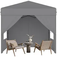 YRHome : pavillon de jardin pop-up 2,5 x 2,5 m, montage rapide à l'aide d'un seul bouton, imperméable et résistant aux UV, avec 4 parois latérales, sac de transport inclus – Argent