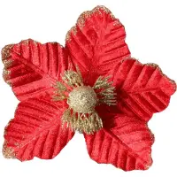 Inspiruj Magnolia rouge et or sur une pique - Fleurs pour un arbre de Noël 19,5 cm