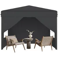 YRHome Pavillon de jardin pop-up 3 x 3 m, montage rapide à un bouton, imperméable et protection UV, avec 4 parois latérales, sac de transport inclus – Anthracite