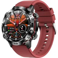 Douself ET482 Smartwatch, montre de sport, écran AMOLED 1,43 pouces, traqueur de fitness, avec fonctions de sport et de santé, bracelet en silicone, rouge
