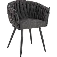 HOME DELUXE Chaise de salle à manger AYLA – Gris foncé, tissée (lot de 6) | Chaise moderne en tissu pour salle à manger et cuisine