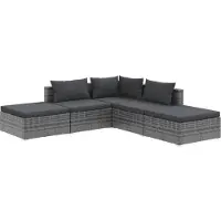 Syfax Salon de jardin 5 pcs avec coussins Résine tressée Gris