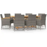 Syfax Ensemble à manger de jardin 9 pcs avec coussins Gris
