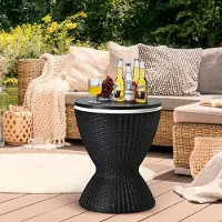 Northio table d'appoint 3 en 1 Glacière 30L Tabouret Table de jardin réglable en hauteur Seau à glace Noir