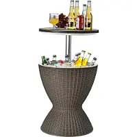 Northix Glacière tabouret table de jardin table de patio hauteur réglable glacière glacière boissons table de jardin marron
