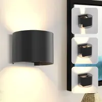 ZMH Applique Led Intérieur & Extérieur Noir Applique 04 Moderne Up Down Blanc chaud Lampe de couloir IP65 Etanche Applique extérieure 5W Faisceau lumineux réglable pour couloir jardin
