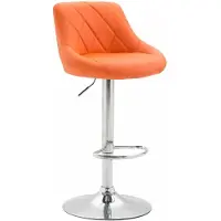 In And OutdoorMatch Tabouret de bar de luxe Angelina - Orange - Similicuir - Chrome - Chaises de bar ergonomiques - 1 set - Avec dossier - Repose-pieds - Pour la cuisine et le bar - Assise rembourrée