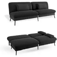 COMHOMA Canapé-lit pliable avec fonction couchage - Canapé 2 en 1, canapé-lit multifonctionnel avec grande surface de couchage, canapé-lit peu encombrant Noir