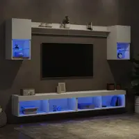 Prolenta Maison Exclusive - Ensemble de salon 6 pièces avec éclairage LED, blanc, aggloméré