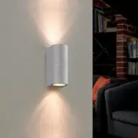 Silamp Applique Murale Argent LED IP44 double faisceau GU10